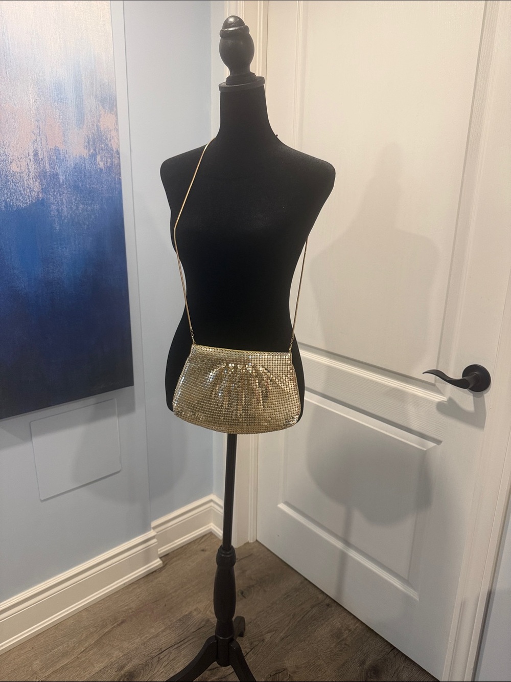 Gold Mesh Crossbody Evening Bag